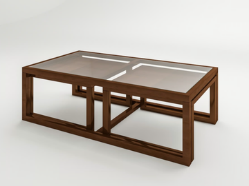 MESSINE - Wood and glass coffee table by HUGUES CHEVALIER