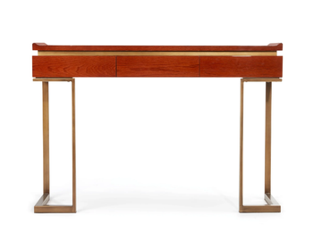 PRINCETON - Rectangular leather console table with drawers by HUGUES CHEVALIER