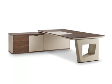 AVATAR - Corner wood and leather writing desk with drawers by i 4 Mariani