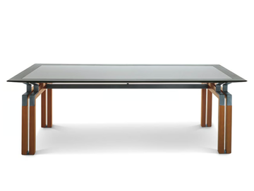 PASO DOBLE - Rectangular wooden executive desk with leather top by i 4 Mariani