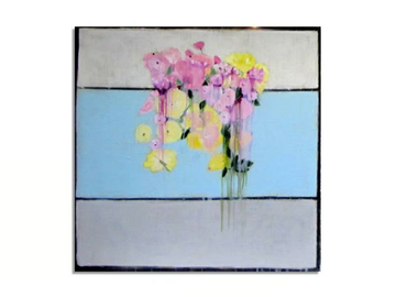 PINK BOUQUET - Oil and mixed technique on canvas by ICI ET LÀ