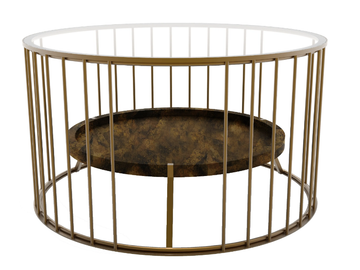 CAGE 05 DOUBLE - Low round brass coffee table by Il Bronzetto