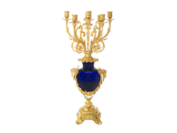 LUXURY FOUNDRY REGGIA 139B - Brass and glass candlestick by Il Bronzetto