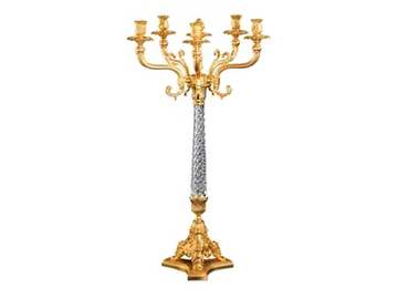 LUXURY FOUNDRY REGGIA 801 - Crystal and brass candlestick by Il Bronzetto