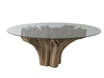 RADICE - Round wood and glass living room table by Il Giardino di Legno
