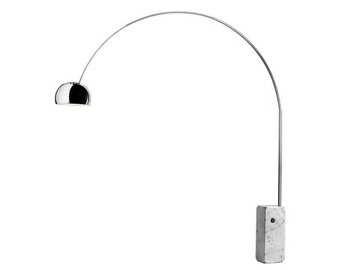 FLOS - ARCO E27 - Aluminium arc lamp with Carrara marble base by In Stock