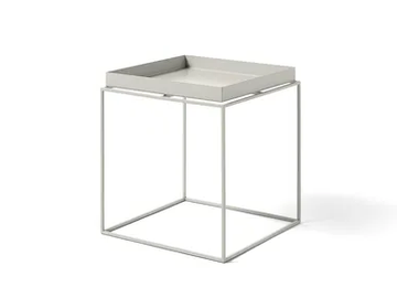 HAY - TRAY TABLE M WARM GRAY - Square steel coffee table with tray by In Stock