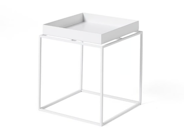 HAY - TRAY TABLE S WHITE - Square steel coffee table with tray by In Stock