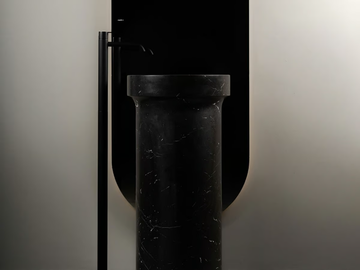 ARC - Freestanding round Nero Marquina marble washbasin by INBANI