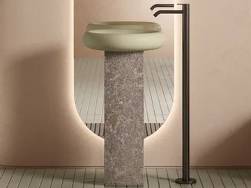 EASE - Freestanding round Solid Surface washbasin by INBANI