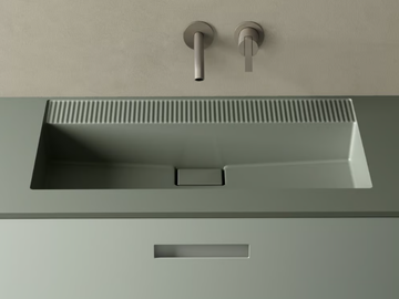 EASE - Rectangular Solid Surface washbasin with integrated countertop by INBANI