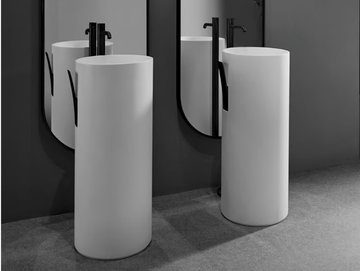 GIRO - Freestanding round Solid Surface washbasin by INBANI