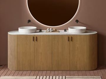 GRATE - Floor-standing double oak vanity unit with drawers by INBANI