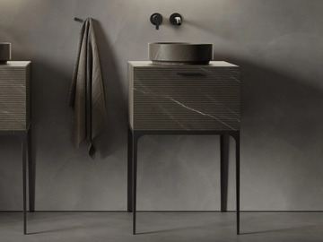 GRATE - Floor-standing single marble vanity unit with drawers by INBANI