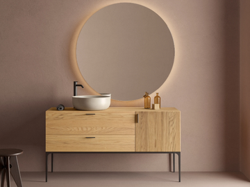 GRATE - Floor-standing single wooden vanity unit by INBANI