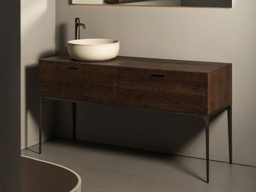 GRATE - Floor-standing single wooden vanity unit with drawers by INBANI