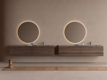 GRATE - Wall-mounted wooden vanity unit by INBANI