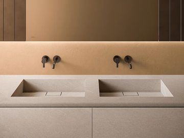 M54 - Double rectangular MDi by INALCO® washbasin with integrated countertop by INBANI