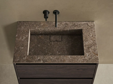 M54 - Rectangular single MDi by INALCO® washbasin with integrated countertop by INBANI