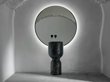 ORIGIN - Freestanding round single marble washbasin by INBANI