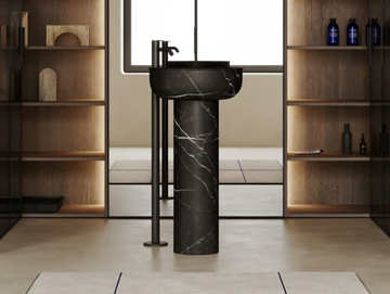PRIME FREESTANDING - Freestanding round single marble washbasin by INBANI