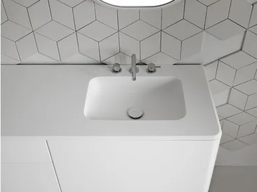 QUADRO 45 - Rectangular Corian® washbasin with integrated countertop by INBANI