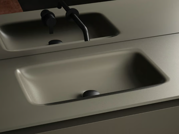 SENIO - Rectangular glass washbasin with integrated countertop by INBANI