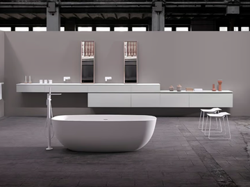 STRATO A - Wall-mounted wooden vanity unit with drawers by INBANI