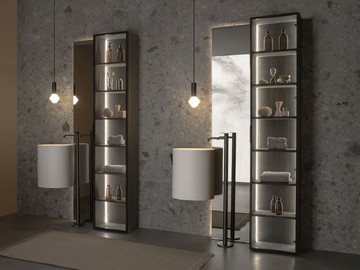 STRATO - Tall Anodized aluminium bathroom cabinet with glass doors by INBANI