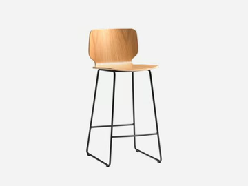 NIM - Sled base wood veneer stool with footrest by INCLASS