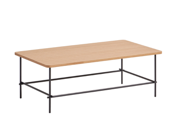 NUC - Rectangular low metal coffee table with wooden top by INCLASS
