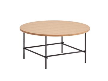 NUC - Round low metal coffee table with wooden top by INCLASS