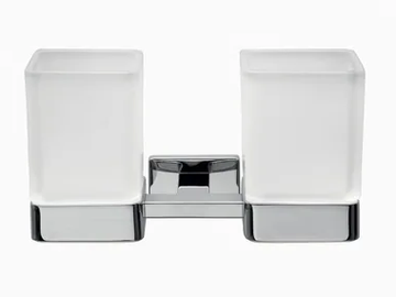 LEA - Double satin glass toothbrush holder by INDA®