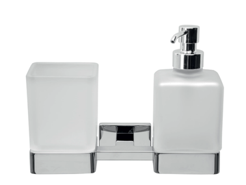LEA - Satin glass Bathroom soap dispenser / toothbrush holder by INDA®