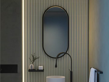 FUTON W - OLED oval framed aluminium mirror by Intra lighting