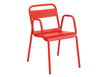 ANGLET - Stackable galvanized steel garden chair with armrests by ISIMAR