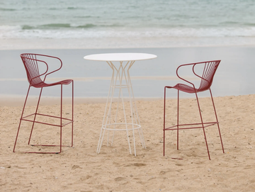 BOLONIA - Sled base steel garden stool with armrests by ISIMAR