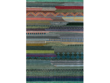 ANOKHA LES-1043 Ebony/Aquatic - Rectangular handmade rug with geometric shapes by Jaipur Rugs