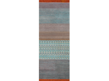 LES-1067 Peacock Blue/Pink Crush - Patterned rectangular handmade wool rug by Jaipur Rugs