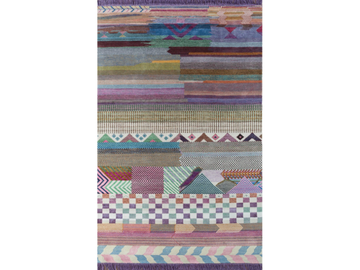 LES-1142 Antique White/Ebony - Rectangular handmade rug with geometric shapes by Jaipur Rugs