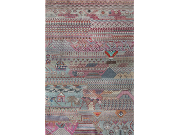 LES-658 Caribbean Sky/Fuchsia - Patterned handmade rug with geometric shapes by Jaipur Rugs