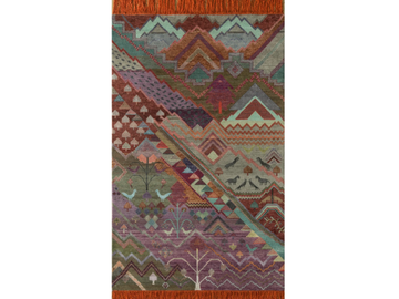 MERA PEEHAR LES-894 RosePetal/PlumRaisin - Rectangular handmade wool rug with geometric shapes by Jaipur Rugs