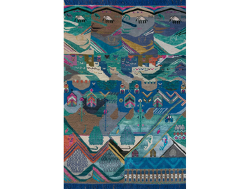 VAADIYAN LES-1131 Faded Denim/Capri - Patterned rectangular handmade wool rug by Jaipur Rugs