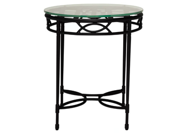 AMALFI WOVEN - Round Glass and Stainless Steel side table by JANUS et Cie