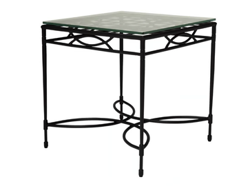 AMALFI WOVEN - Square Glass and Stainless Steel side table by JANUS et Cie
