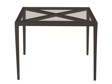 AZIMUTH CROSS - Square glass and aluminium coffee table by JANUS et Cie