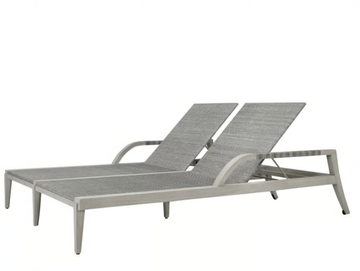 ROCK GARDEN - Double Recliner teak sun lounger with armrests by JANUS et Cie