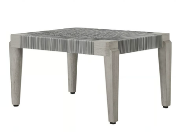 ROCK GARDEN - Rectangular JanusFiber® and teak garden footstool by JANUS et Cie