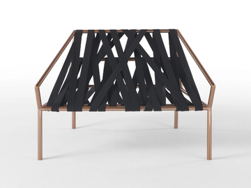 LIGOMANCER - Armchair with metal armrests and elastic bands by JCP UNIVERSE
