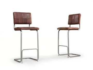 NELSON - High cantilever leather stool with back by Jess